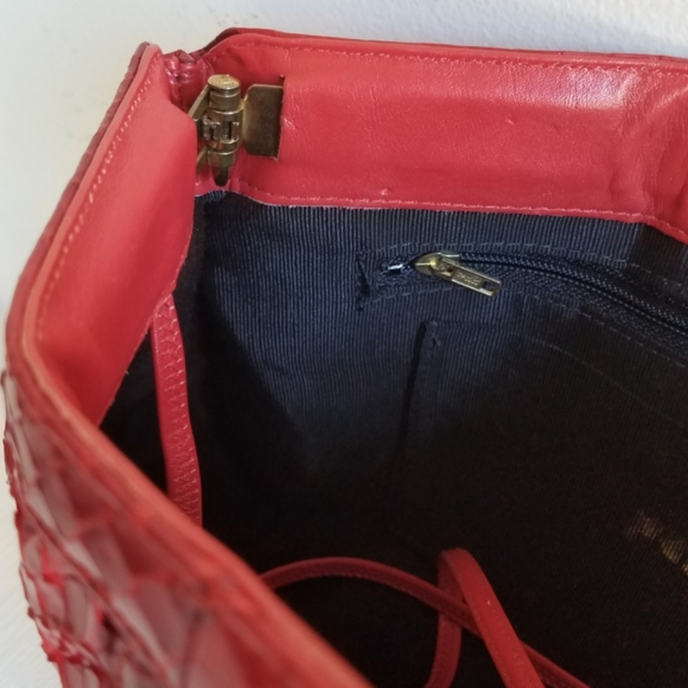 Vintage Palizzio Genuine Leather & Snakeskin Crossbody Hand Bag ⭐️⭐️ - Picture 8 of 16